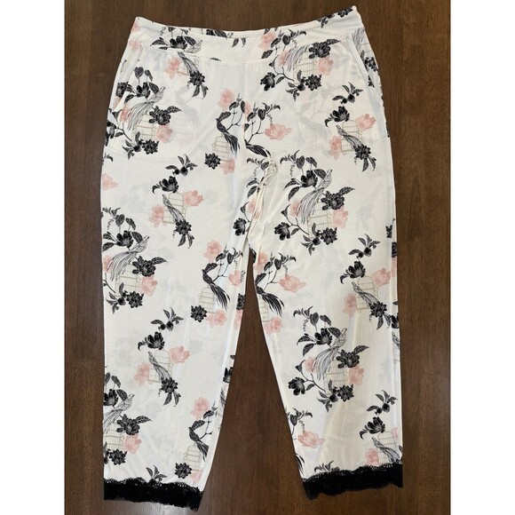 Soma Women’s Pajama Pants L Floral Birdcage Print Lace Trim Lounge Sleepwear - Picture 3 of 11